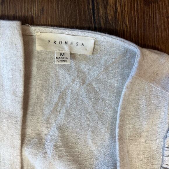 Faded Floral Promesa Oatmeal Wide Leg Jumpsuit SZ MED - Picture 6 of 8